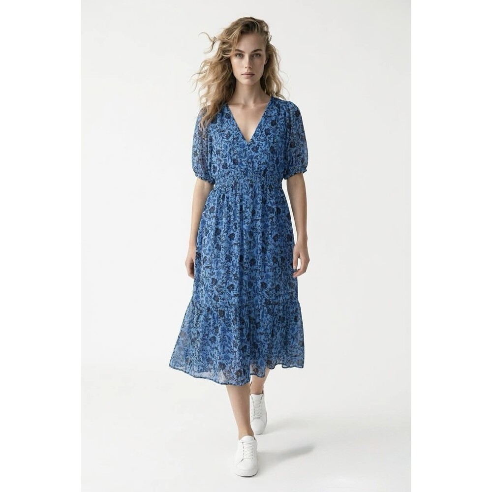 Old Navy dress XL blue floral A-Line lined party, casual